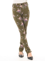 裏毛ストレッチプリントパンツ/カーキ