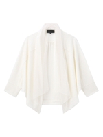 [L]チュール衿リネン混ニットカーディガン/グレー(012)