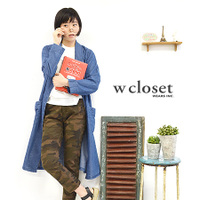 ウエストリボン付ライトデニムガウンコート