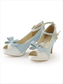 スウィートリボンオープントゥパンプス/ライトブルー