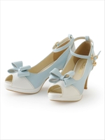スウィートリボンオープントゥパンプス/ライトブルー