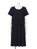 スカラップレースドッキングワンピース/紺