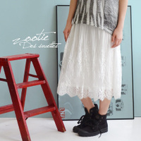 フラワーひげレースミディスカート