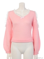 DR 肩空きレースニット/ラベンダー