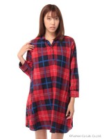 ★コットンビエラチェックワンピース/レッド