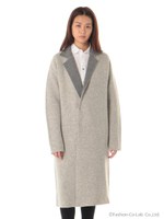 ★ダブルフェイスロングニット/ライトグレ−