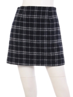 ウールチェック柄スカート/ネイビー
