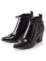 サイドレースアップショートブーツ/ブラック