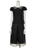 サテンビジュートップス&ガウチョ【SET】/ブラック