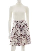 ダブルクロス花柄スカート/ボルドー