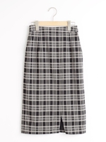 チェックスリットペンシルスカート/ネイビー柄