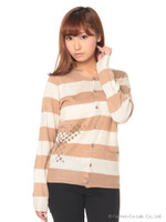 ドットチャーリーインターシャニットカーディガン/ベージュ