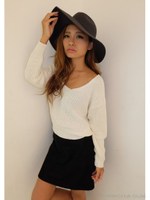 フェイクスエードボックススカート/ブラック