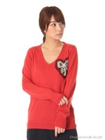 リボンモチーフニット/オレンジ