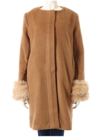 袖ファーノーカラーコート/ベージュ