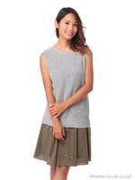 【W】ノースリニットコンビワンピース/ホワイト