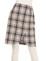 アシンメトリーチェックタイトスカート/ベージュ