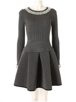 パールラインフレアワンピース/グレー