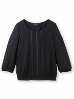 ピンタックシフォンブラウス/ブラック(019)