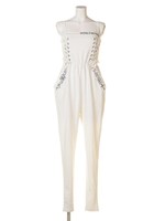 レースアップキャミコンビネゾン/オフホワイト