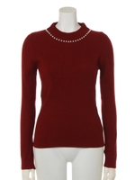 【ANAP】パールポイントミドルネックリブトップス/オフホワイト(002)