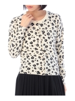 フラワーヒョウプリンニットカーディガン/ブラウン(142)