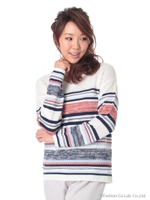 ランダムボーダーニット/ホワイト