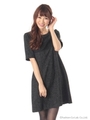 胸レースツイードワンピ/ブラック