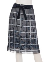 サテン×シフォン２枚重ねスカート/ネイビー(120)