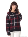シャギーチェックニットプルオーバー/ネイビー