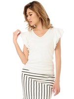 ショルダーフリルカットトップス/WHITE