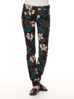 【OUTLET】リボンフラワープリントコーデュロイパンツ/イエロー