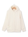 裏ボアケーブルニットカーディガン/ホワイト(002)