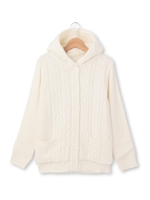 裏ボアケーブルニットカーディガン/ホワイト(002)