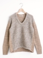 アルパカブークレVネックニット/モカ