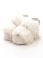 ファー厚底サンダル/BLUE/BLACK