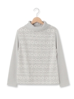 レース切り替えタートルネックニット/グレー(412)