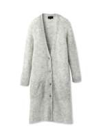 [L]モヘヤ混Vネックロングカーディガン/ライトグレー(011)