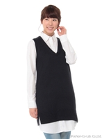 ・ニットベスト&シャツチュニックセット/Navy
