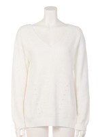 アイレット入り畦チュニックニット/ホワイト(030)