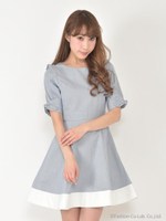 ストライプリボンワンピース/ブラック