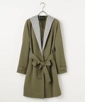 バイカラーフードガウンコート