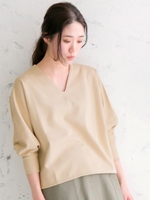 ビッグシルエットVネックプルオーバー/ベージュ