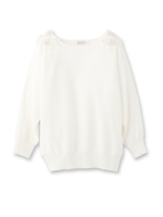 フラワーパール綿混ニット/オフホワイト(003)