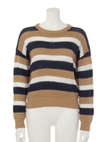 ボーダーニットTOPS/ベージュ