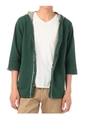 七分袖フーデッドカーディガン/グリーン系(023)