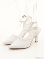 【R&E】アンクルストラップ付ミュールパンプス/シルバー