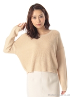 クルーネックショート丈ニット/ネイビー