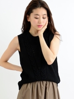 ケーブル柄ベスト/オフ