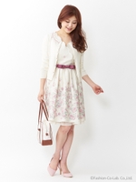 ナンシーローズワンピース＆ビーズ刺繍カーディガン＆ナンシーローズBAG　3点セット/キナリ